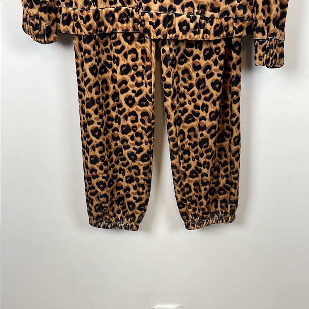 Retro Oyrosy Leopard Print Hooded Sweatshirt And Pant 2 Piece Women M Jogger Set - Picture 3 of 15